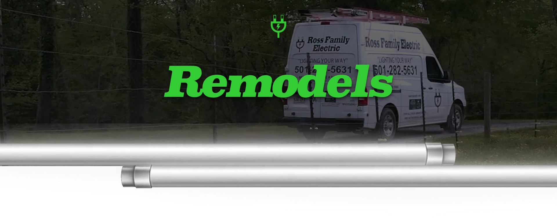 Ross Family Electric van driving down a customer's gravel driveway in Magnet Cove, AR